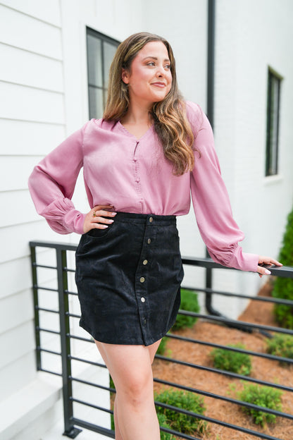 Button Down Corduroy Skirt