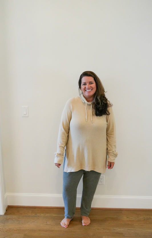 Brushed Semi-Cowl Neck Top