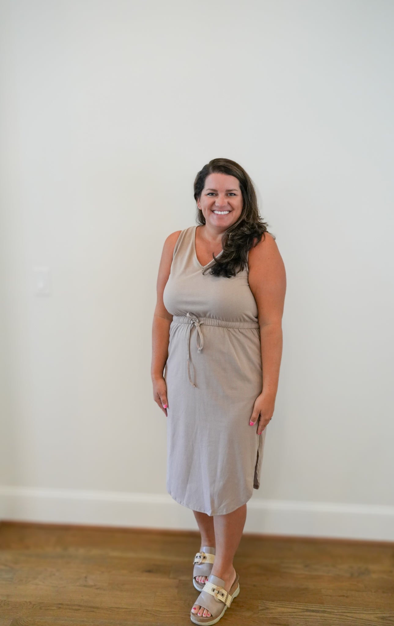 Drawstring Waist Sleeveless Dress