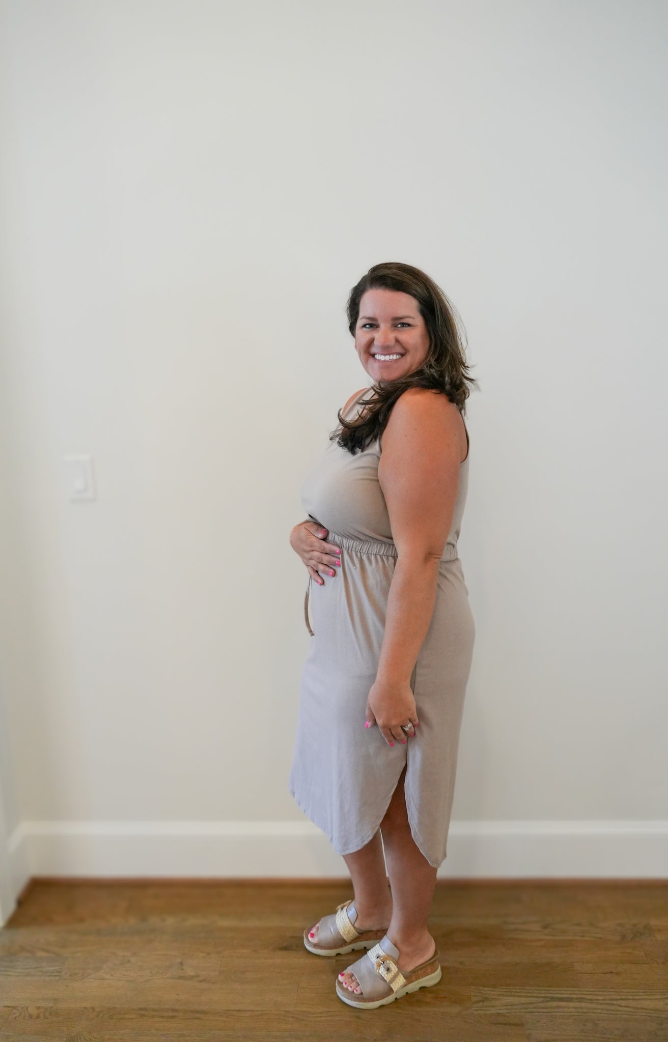 Drawstring Waist Sleeveless Dress
