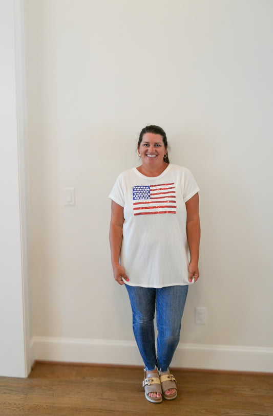 American Flag Ribbed Top
