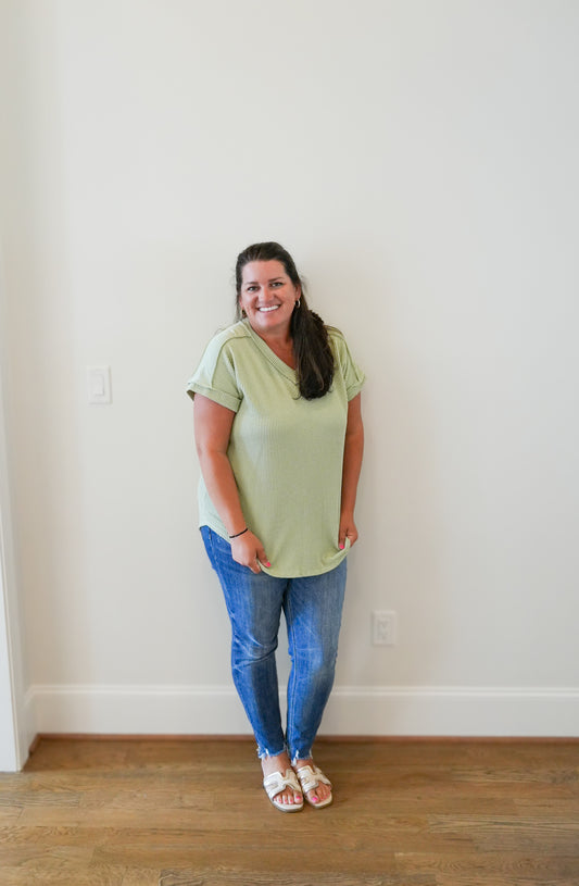 Sage Is Best Ribbed Top
