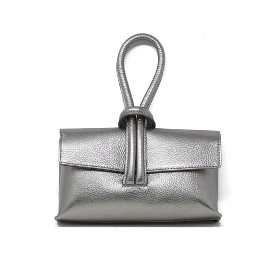 Pewter Wristlet Leather Bag