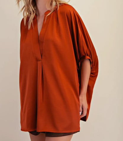 Sarah Satin Oversized Top