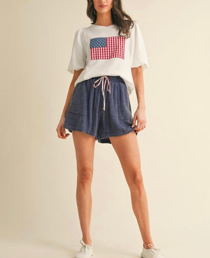 American Flag Patch Top
