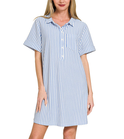Stripe Collared T-Shirt Dress