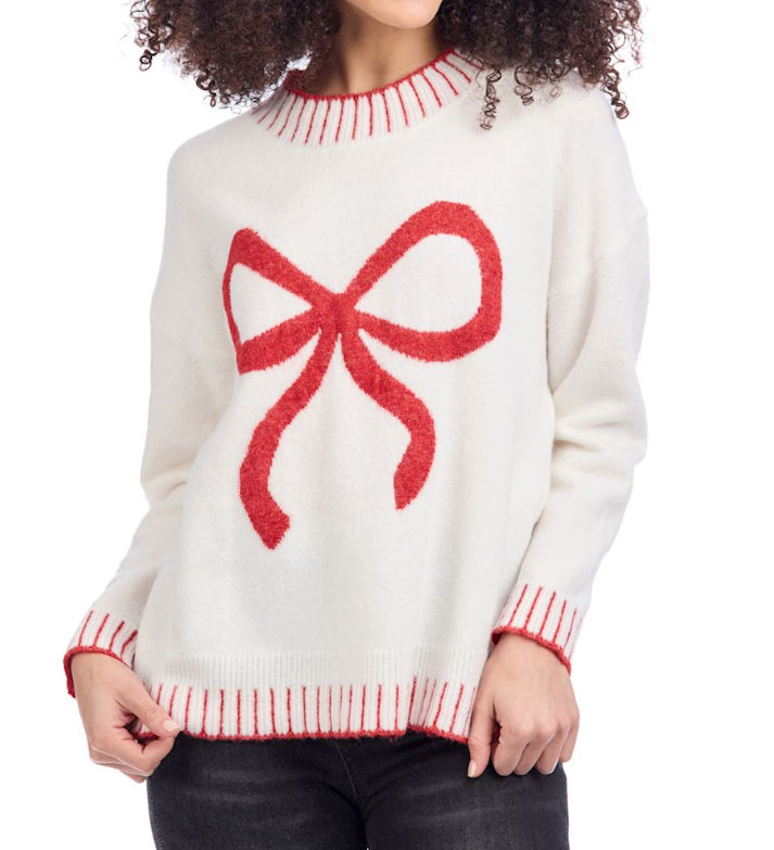 White Wilder Bow Sweater