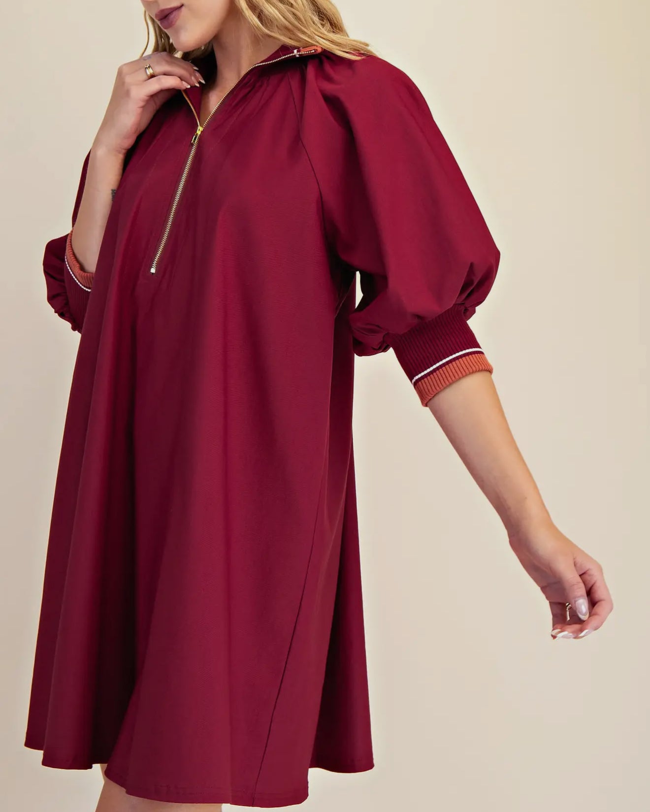 Burgundy Band Mini Dress