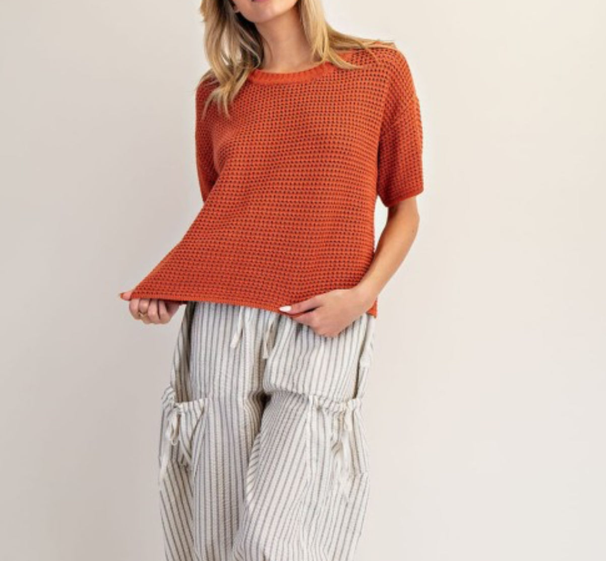 Clay Colored Short Sleeve Sweater