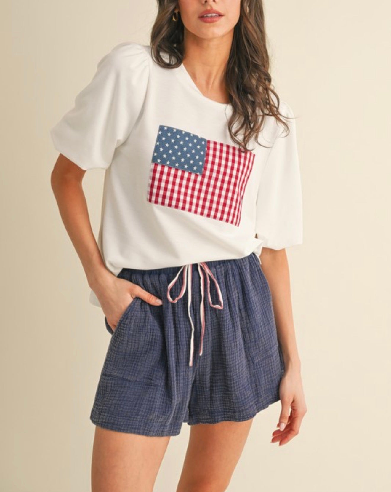 American Flag Patch Top