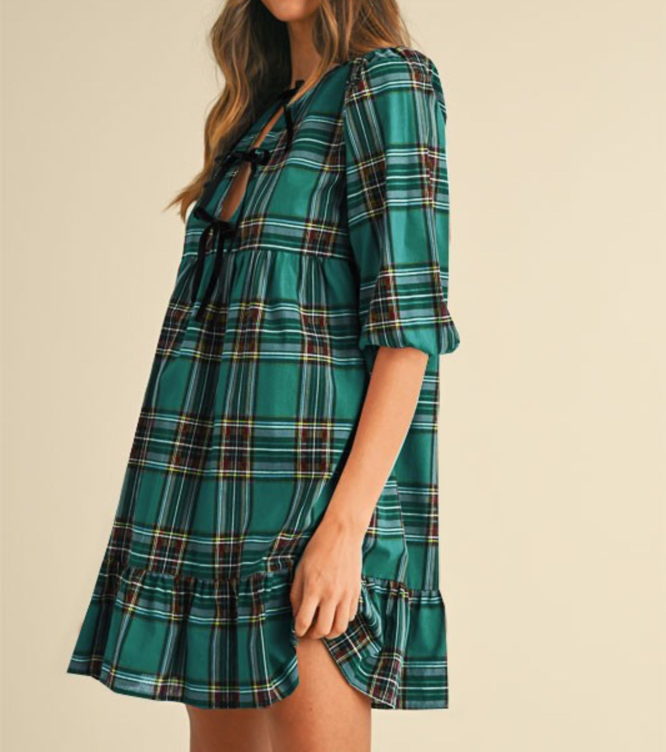 Velma Velvet Bow Babydoll Dress