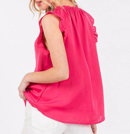 Raska Ruffle Smock Neck Blouse
