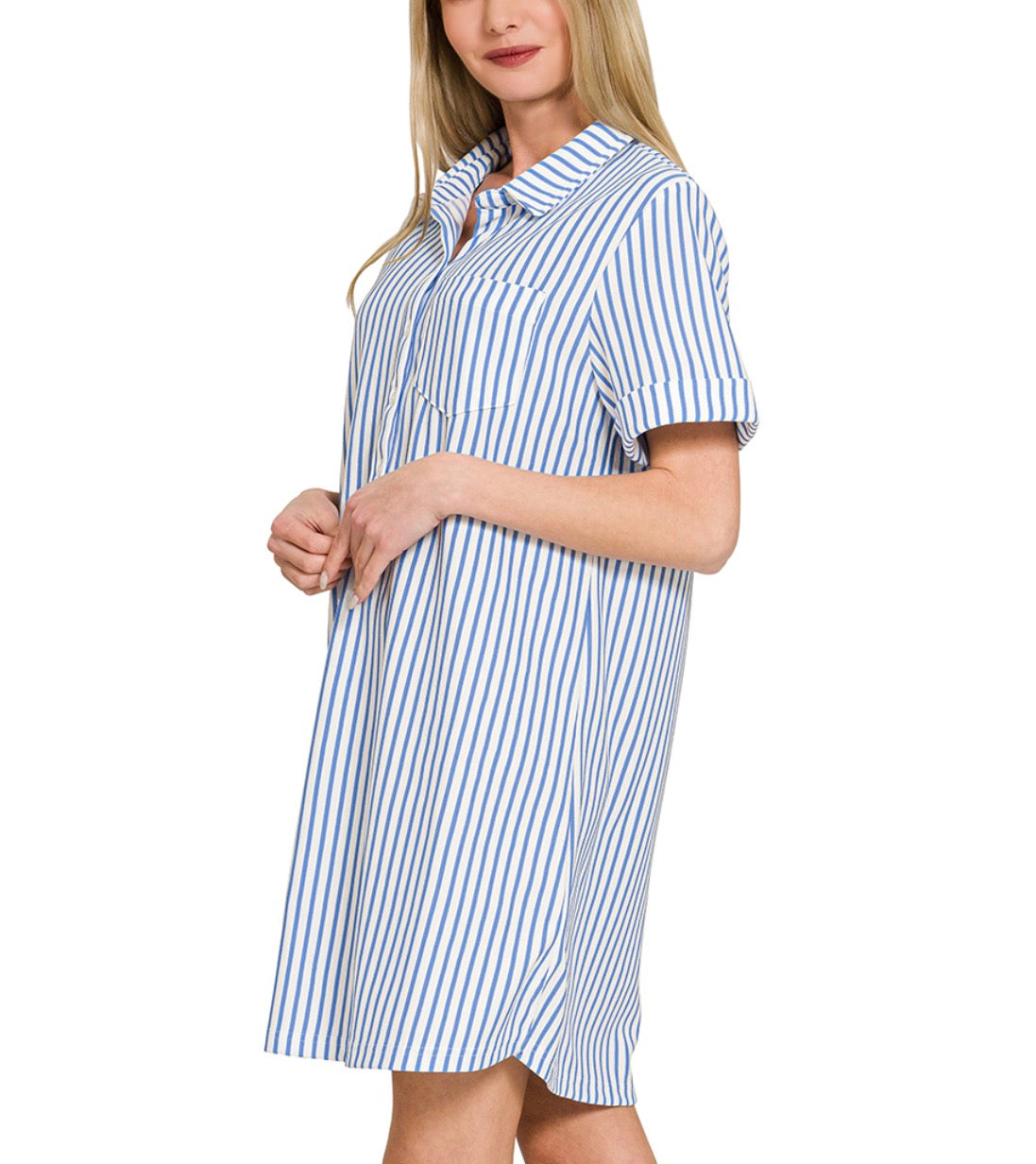 Stripe Collared T-Shirt Dress