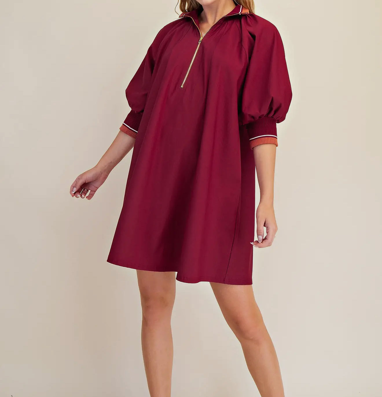 Burgundy Band Mini Dress