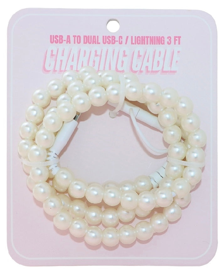 Pearl & Multi Color Bead Fast Charging Cable