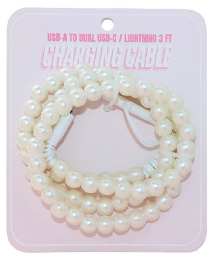 Pearl & Multi Color Bead Fast Charging Cable