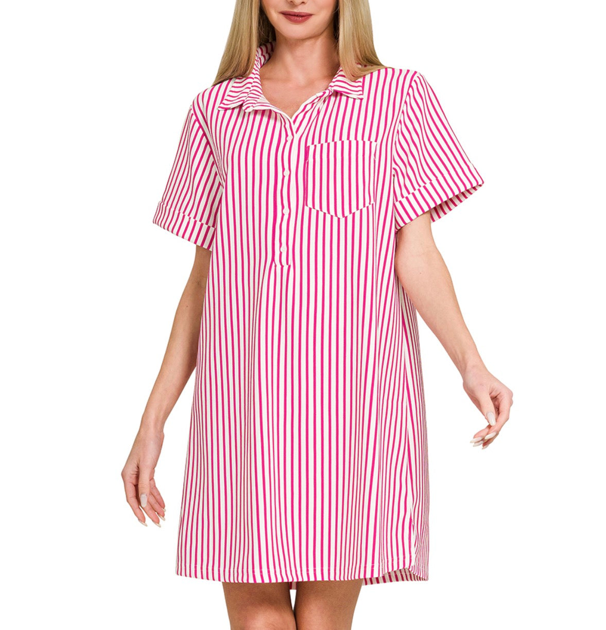 Stripe Collared T-Shirt Dress