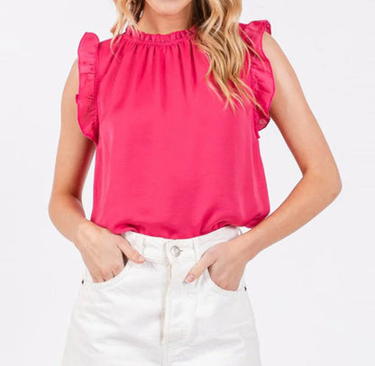 Raska Ruffle Smock Neck Blouse