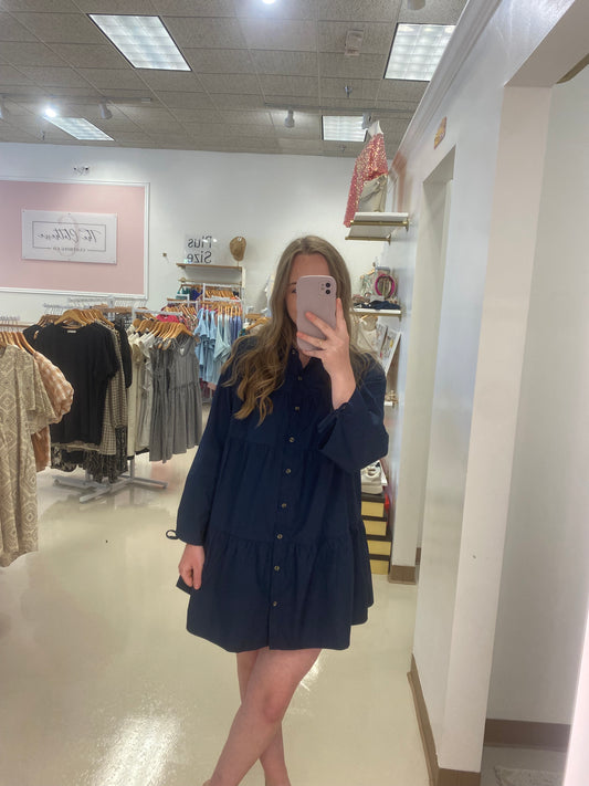Navy Tiered Dress