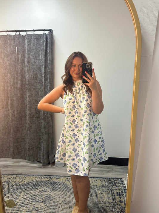 Halter Neck Embroidered Dress
