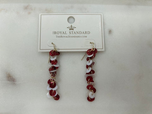 Sequin Earrings - Crimson/White