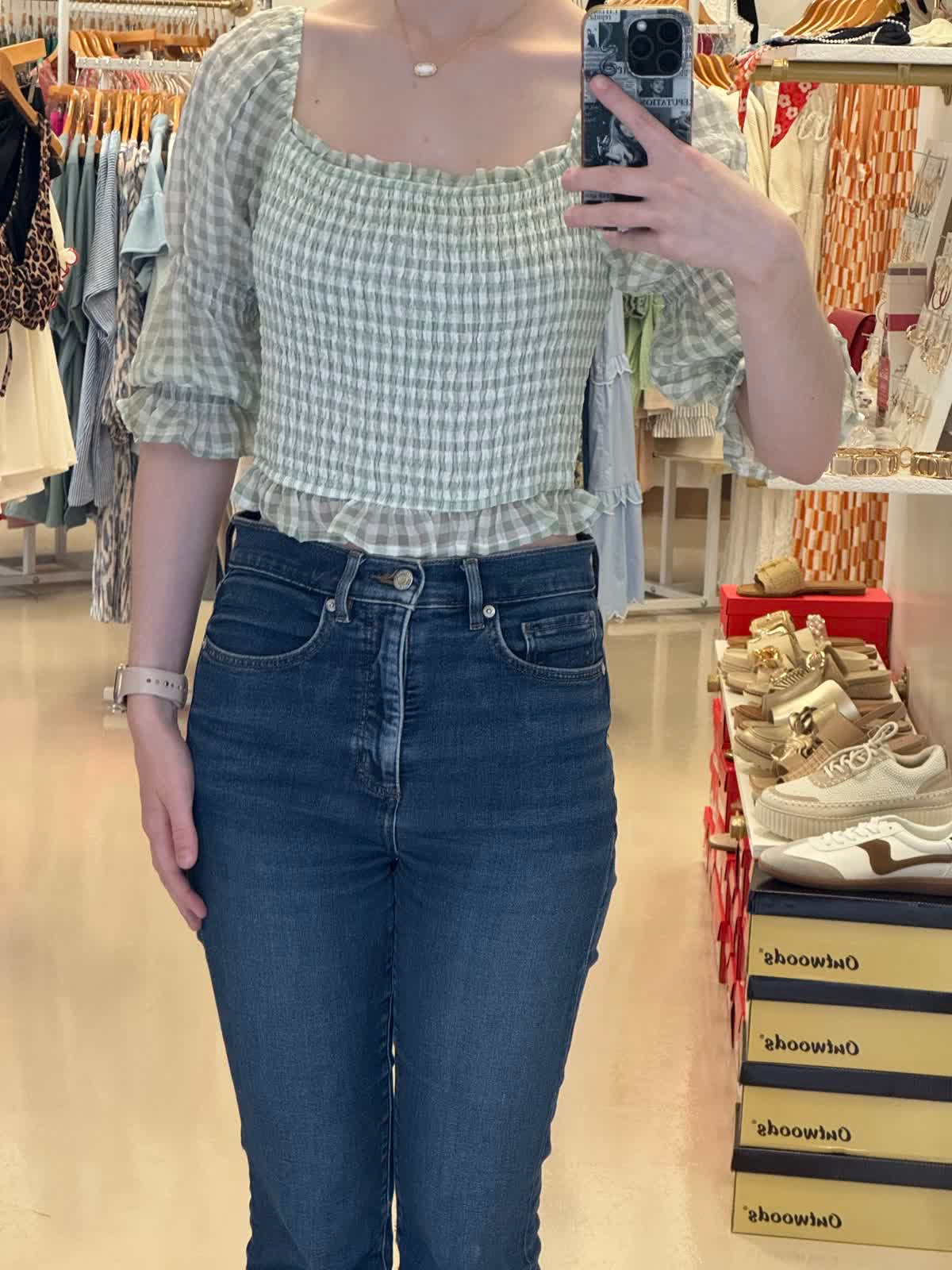Georgette Gingham Top