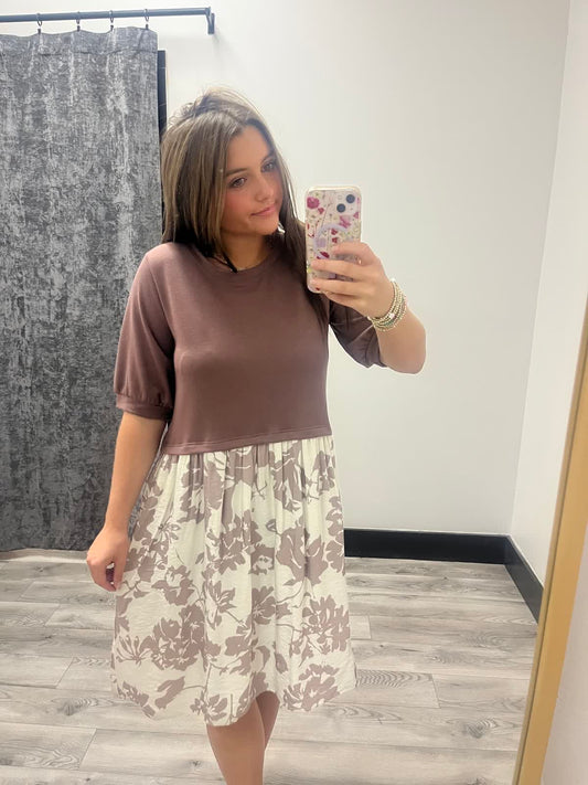 Fantastic Floral Colorblock Dress