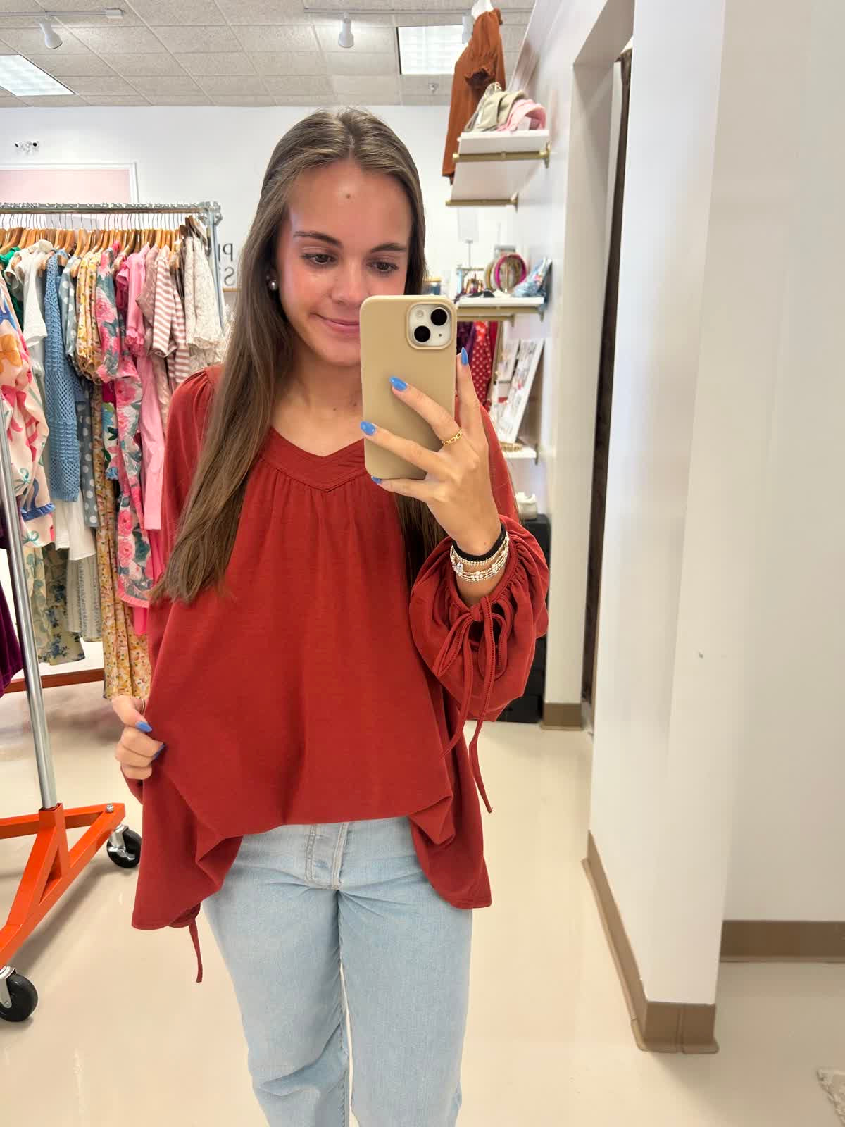 Marsala Babydoll Top