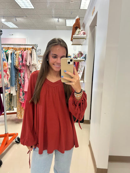 Marsala Babydoll Top