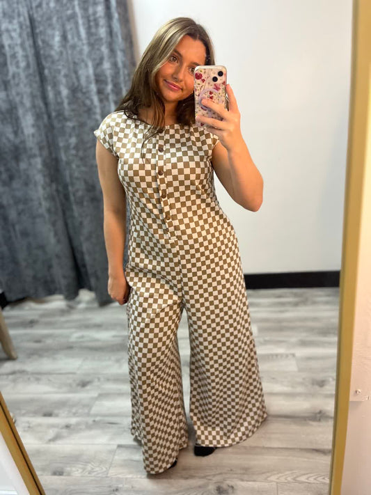 Check Me Out Checkered Jumpsuit