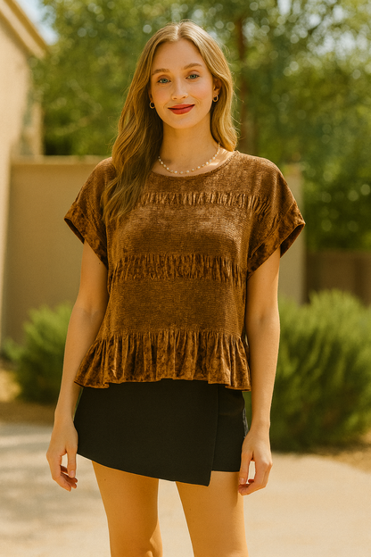 Vienna Velvet Smocked Top