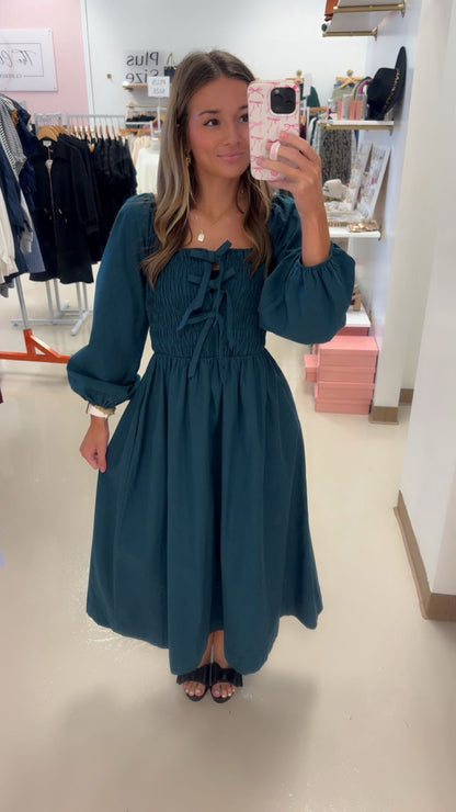 Charming Front Bow Midi Dress