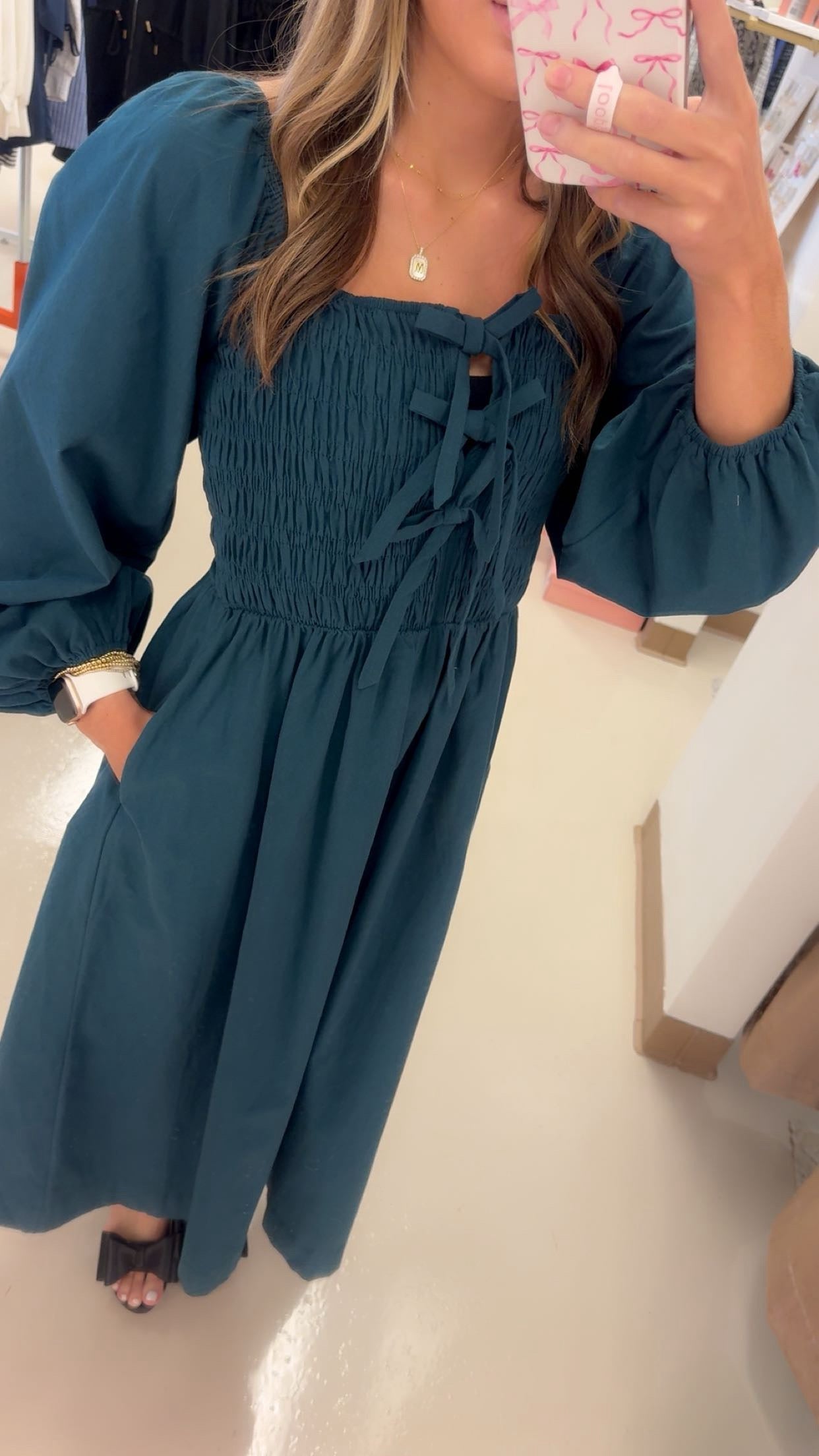 Charming Front Bow Midi Dress