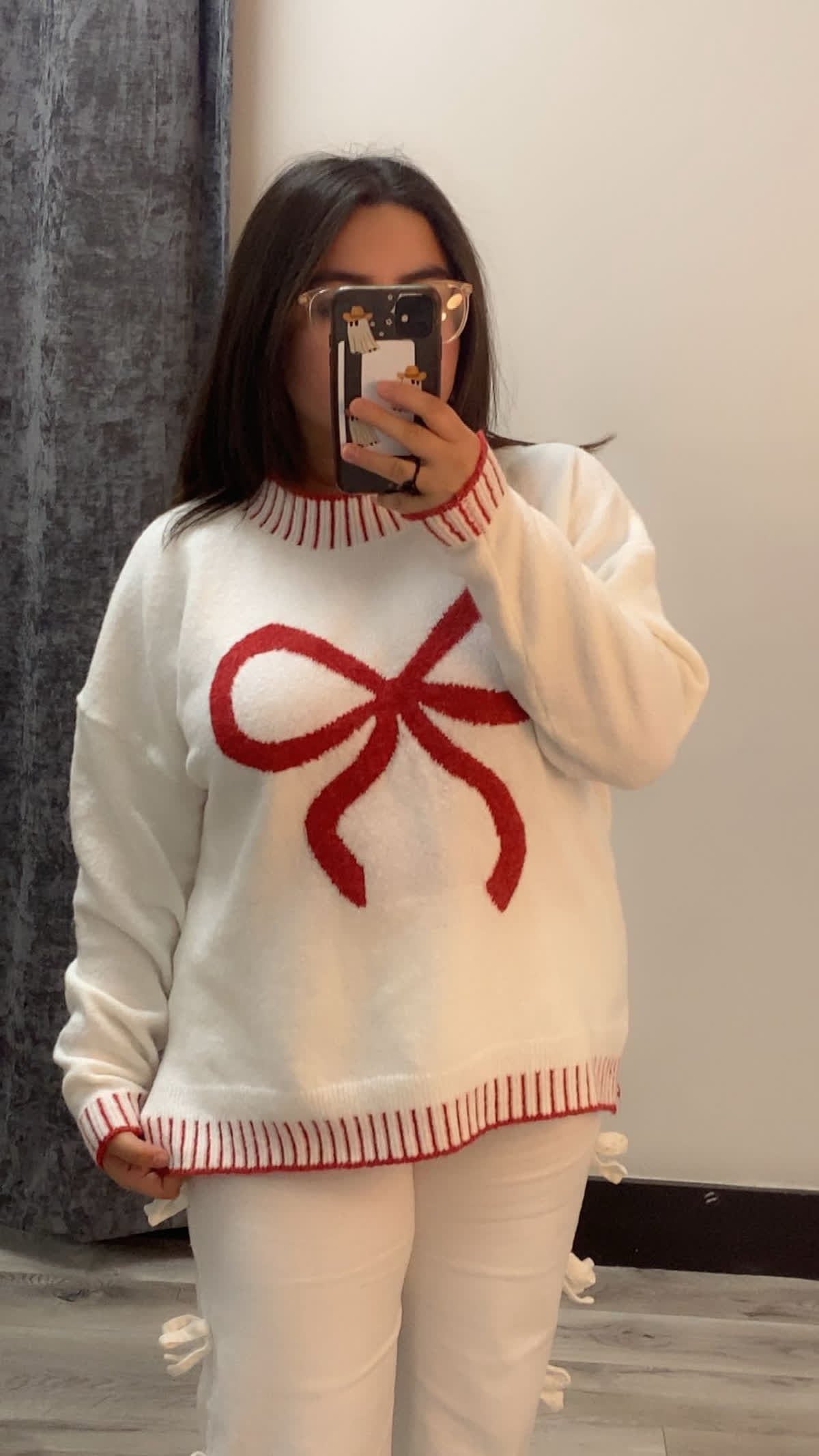 White Wilder Bow Sweater