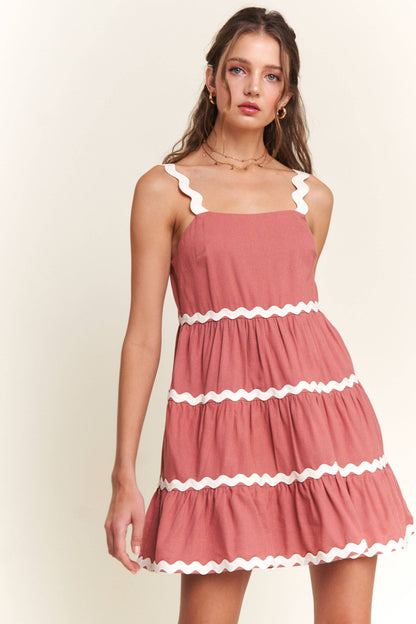 Apricot Contrast Mini Dress