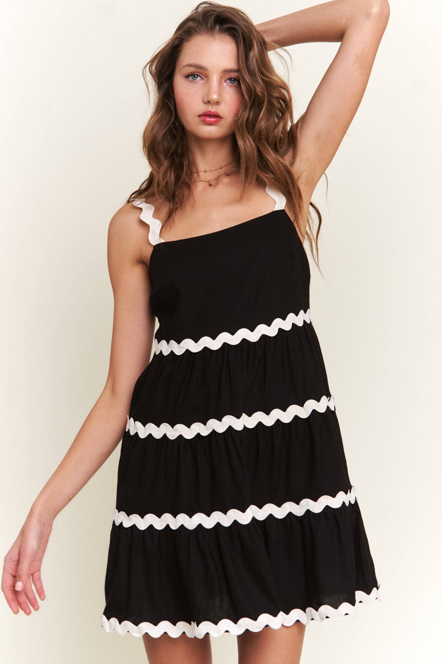 Black Contrast Mini Dress