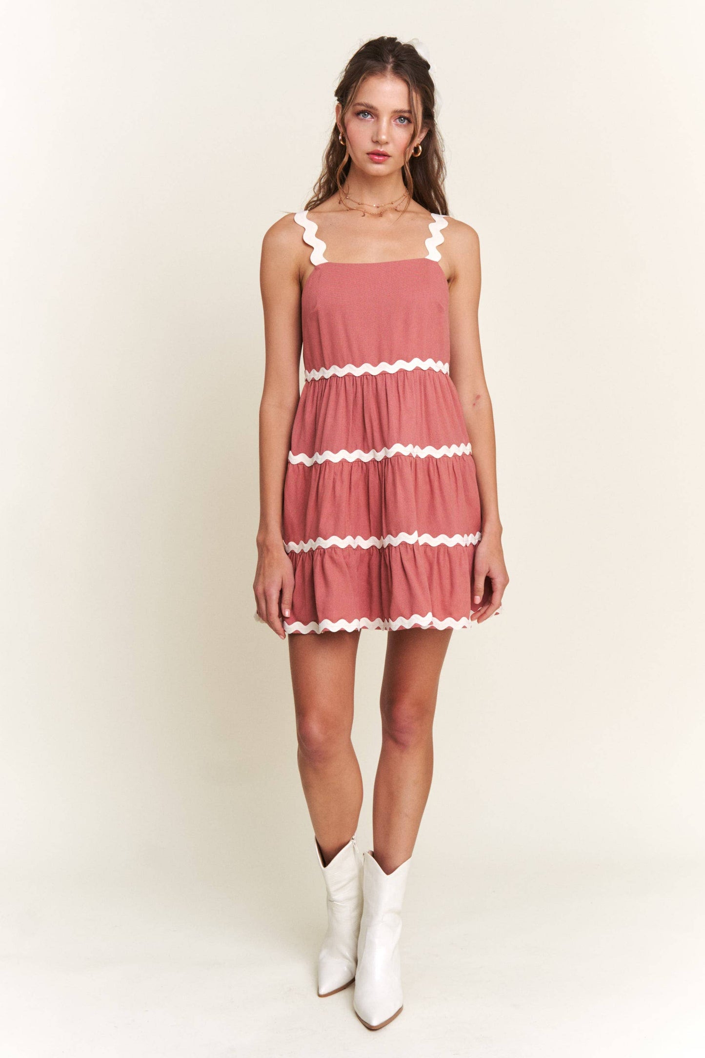 Apricot Contrast Mini Dress