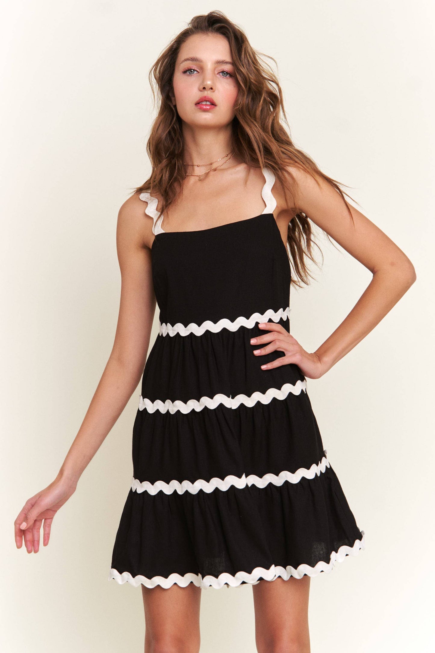 Black Contrast Mini Dress