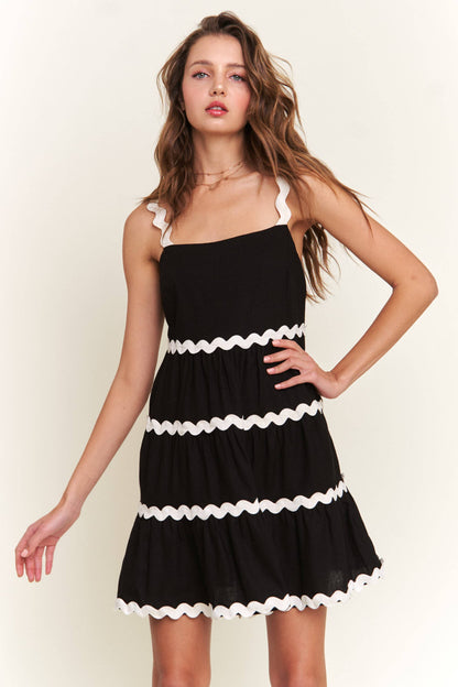 Black Contrast Mini Dress