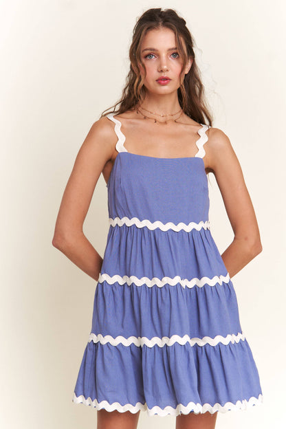 Blue Contrast Mini Dress