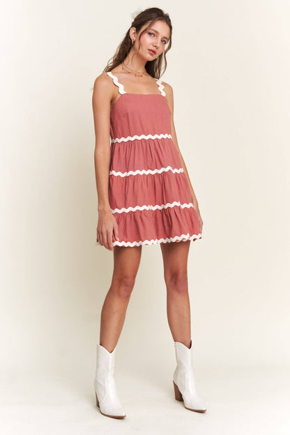 Apricot Contrast Mini Dress