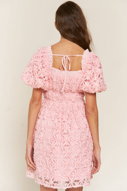 Babydoll Pink Floral Mini Dress