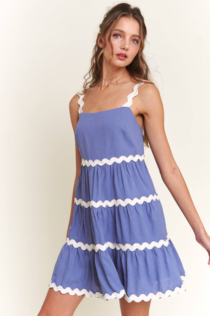 Blue Contrast Mini Dress