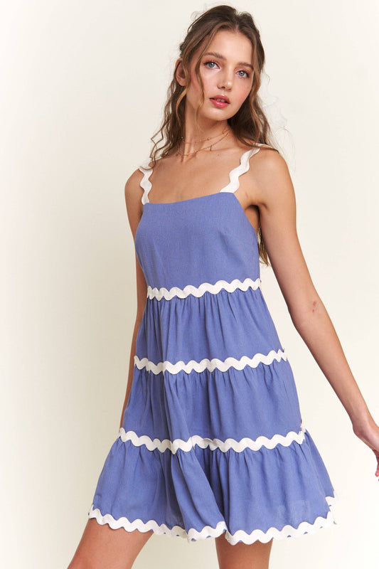 Blue Contrast Mini Dress