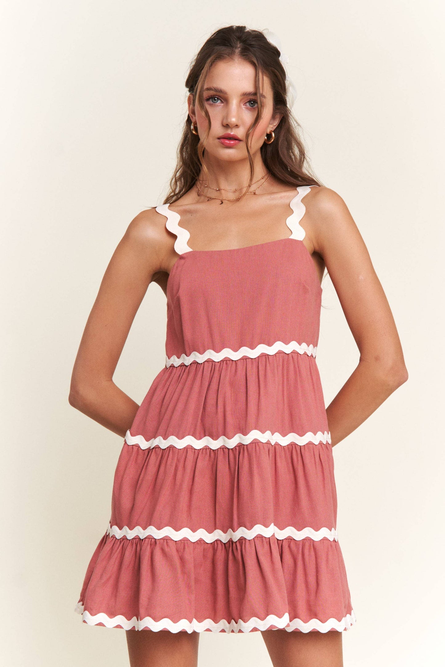 Apricot Contrast Mini Dress