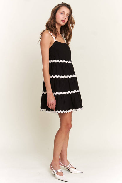 Black Contrast Mini Dress