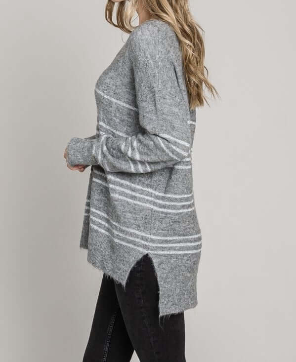 Lurex Striped Cozy Sweater - Heather