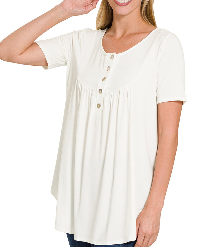 Short Sleeve Dolphin Hem Top