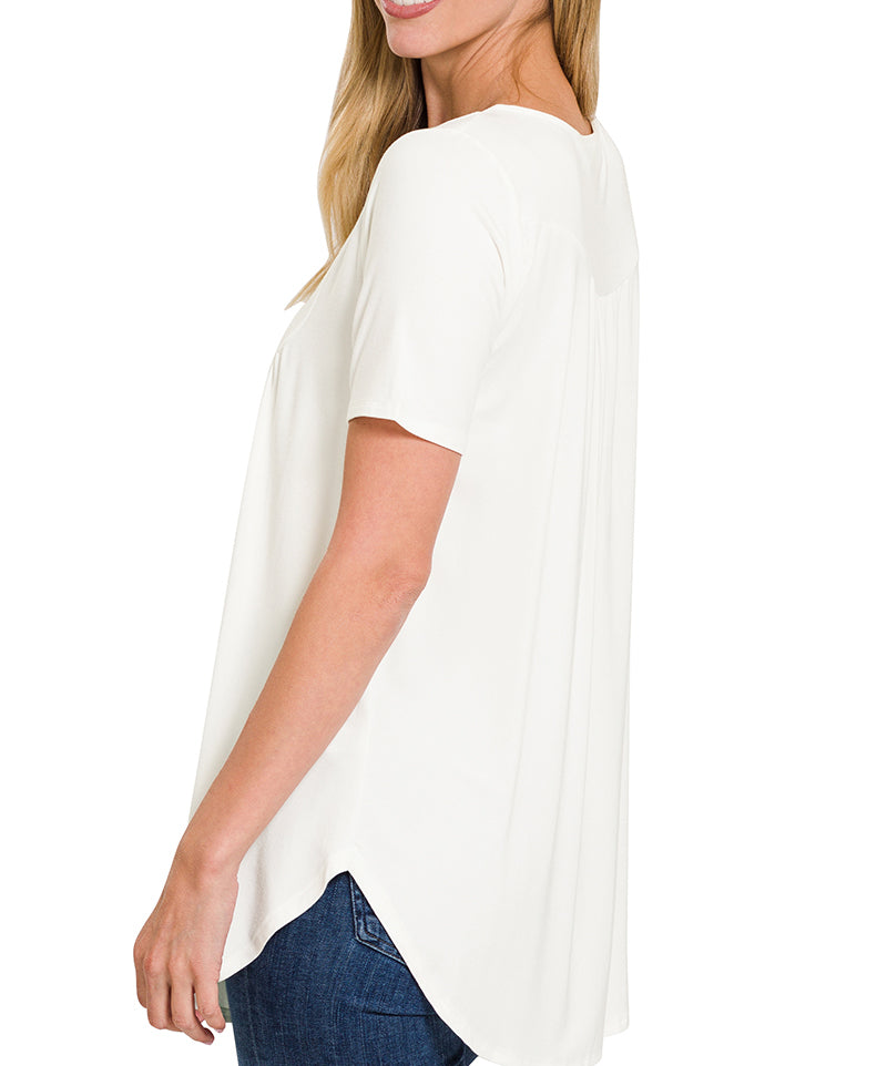 Short Sleeve Dolphin Hem Top
