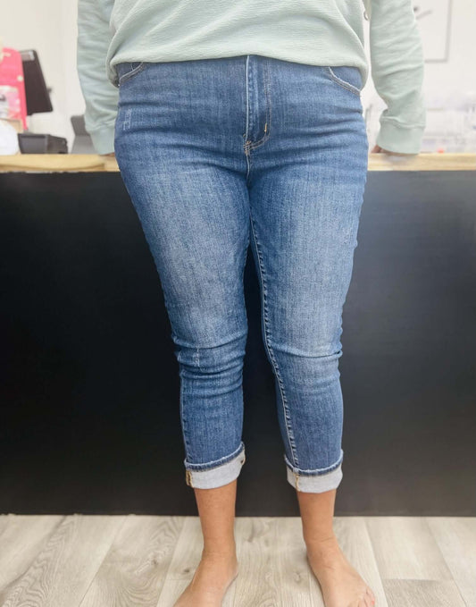 Mid-Rise Ankle Skinny Jeans - Dark